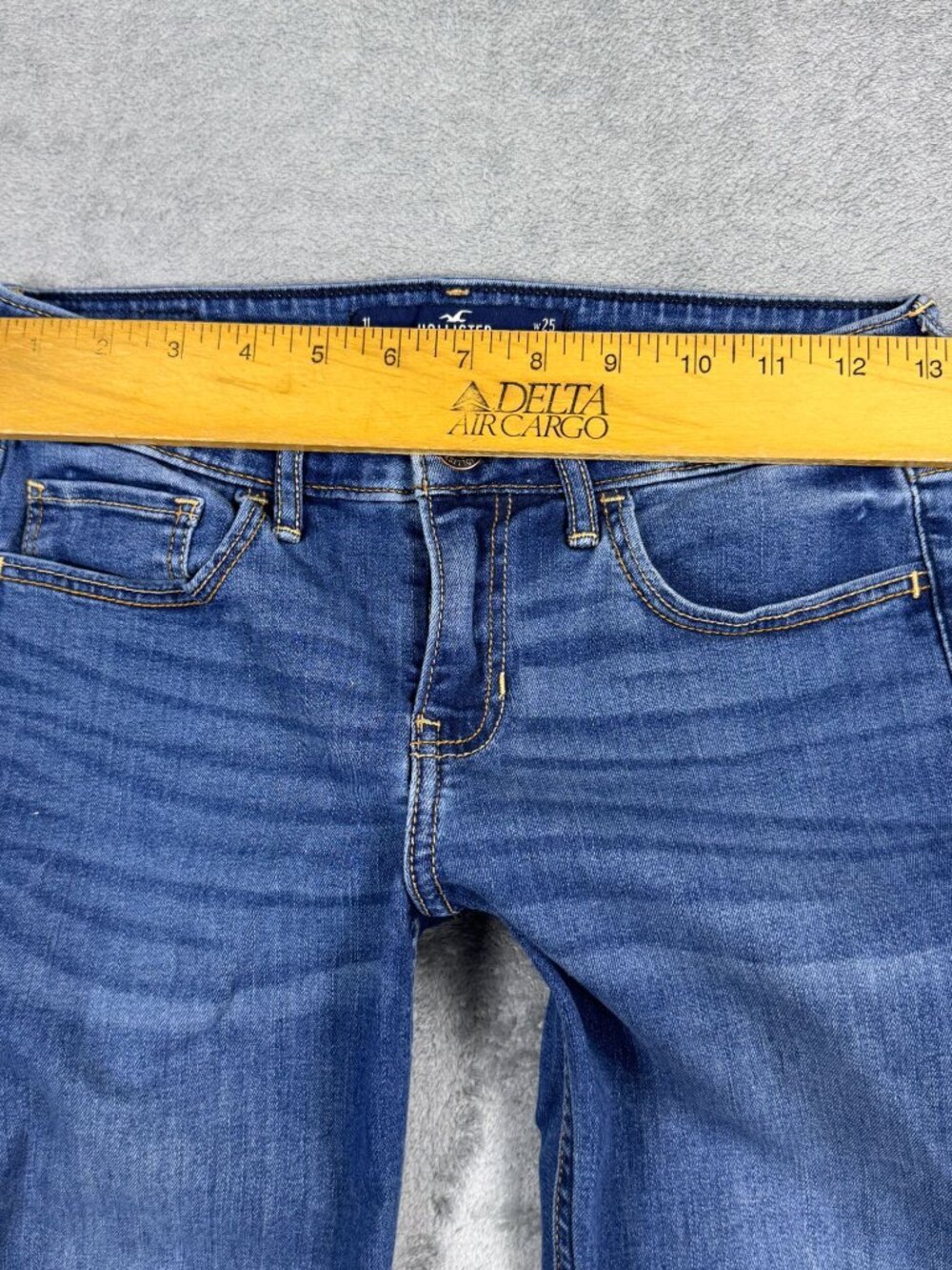 Y2K 2000s Hollister Low Rise Bootcut Jeans Womens 1L Stretch Grunge Denim Blue - Picture 6 of 7